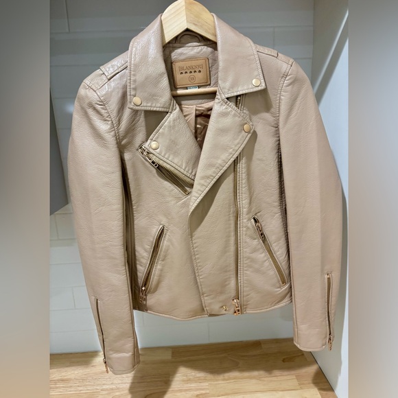 BLANKNYC Beige Vegan Leather Jacket - Picture 1 of 5